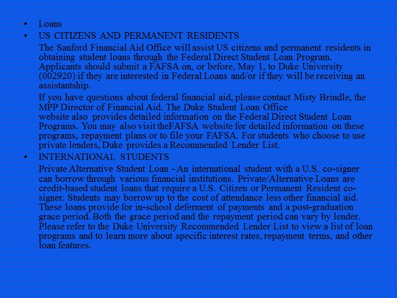 Loans US CITIZENS AND PERMANENT RESIDENTS       The Sanford